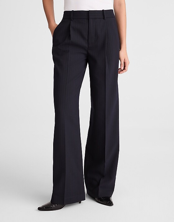 Madewell The Slouchy Straight Pant Dark Navy Stripe