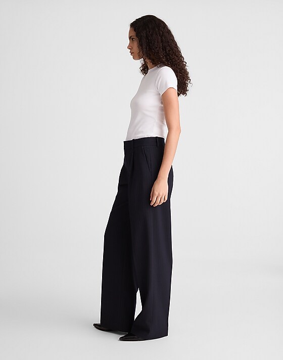 Madewell The Slouchy Straight Pant Dark Navy Stripe