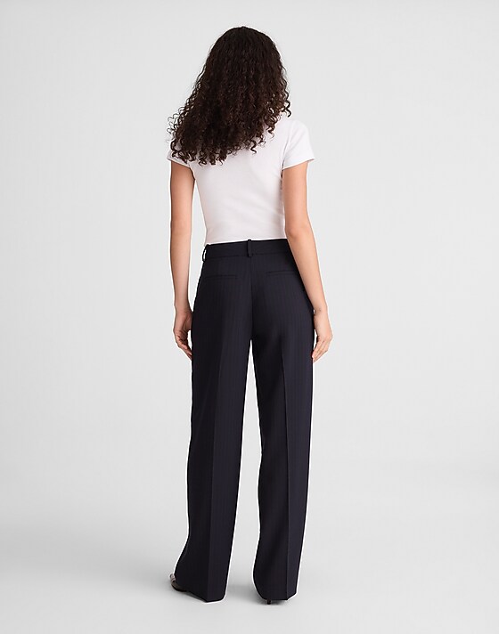 Madewell The Slouchy Straight Pant Dark Navy Stripe