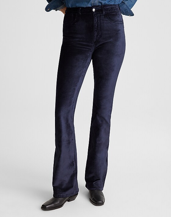 Madewell The Stretch Flare Pant In Velvet Classic Navy