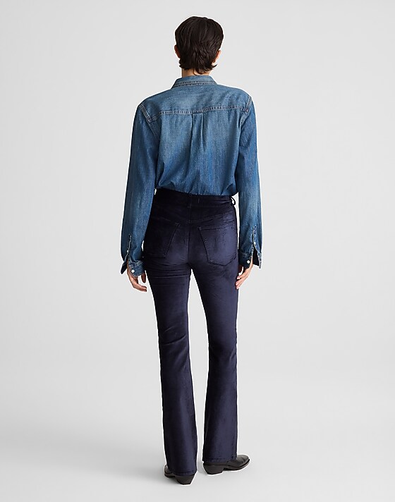 Madewell The Stretch Flare Pant In Velvet Classic Navy