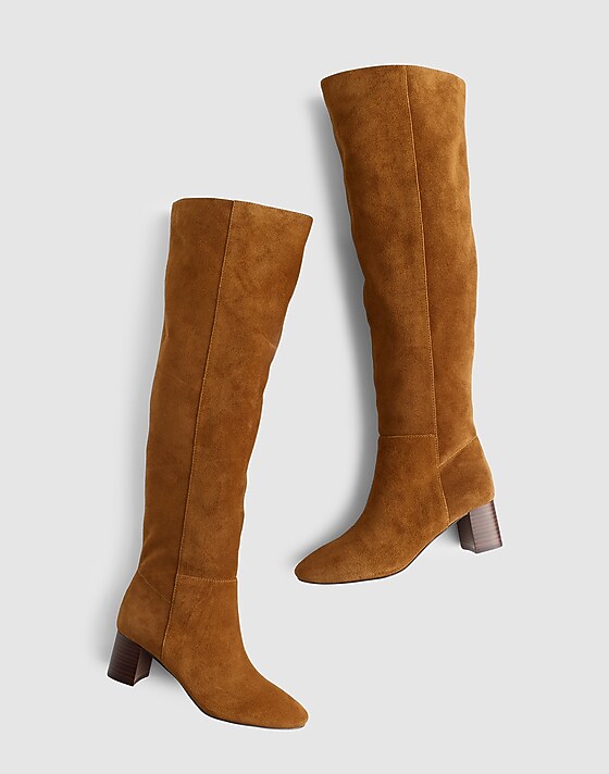 Madewell The Sylvia Over-The-Knee Boot In Suede Dried Acorn