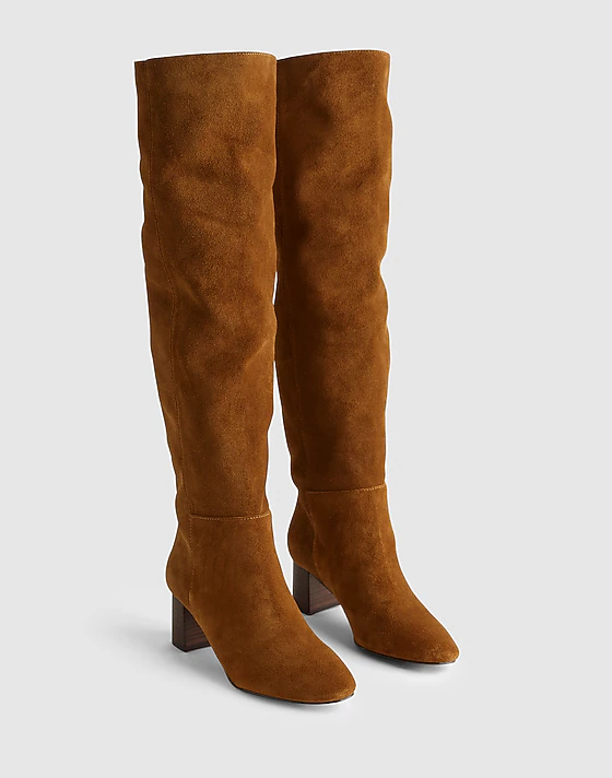 Madewell The Sylvia Over-The-Knee Boot In Suede Dried Acorn