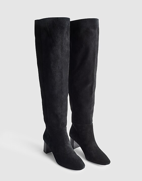 Madewell The Sylvia Over-The-Knee Boot In Suede True Black