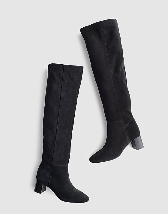 Madewell The Sylvia Over-The-Knee Boot In Suede True Black