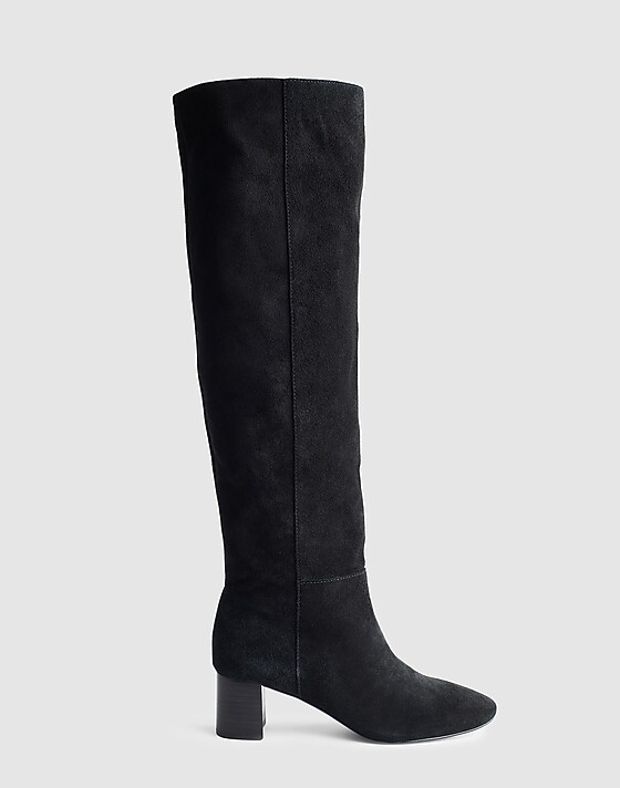 madewell The Sylvia Over-The-Knee Boot in Suede true black