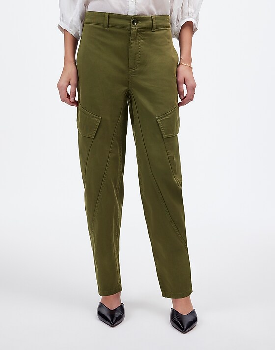 Madewell The Tall Barrel-Leg Utility Pant In Garment-Dyed Twill Desert Olive