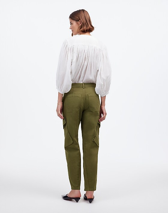 Madewell The Tall Barrel-Leg Utility Pant In Garment-Dyed Twill Desert Olive
