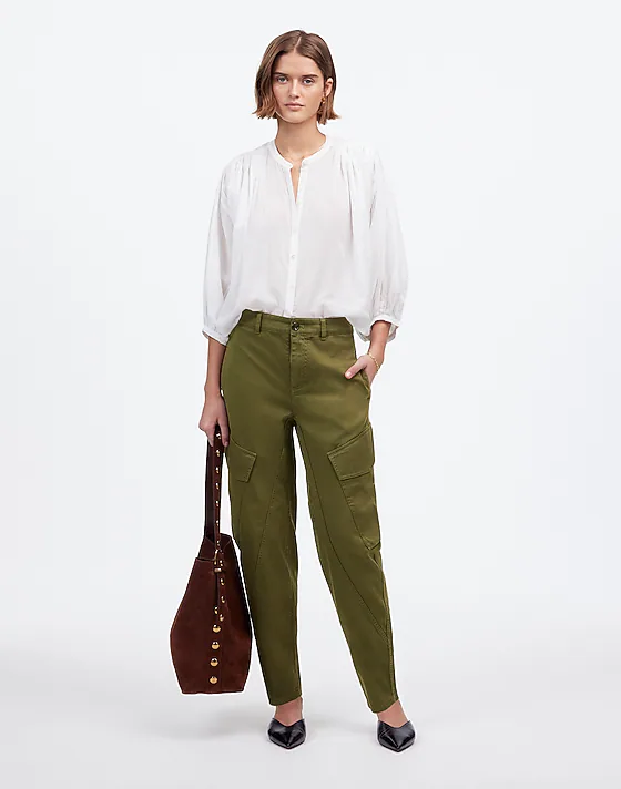 madewell The Tall Barrel-Leg Utility Pant in Garment-Dyed Twill desert olive