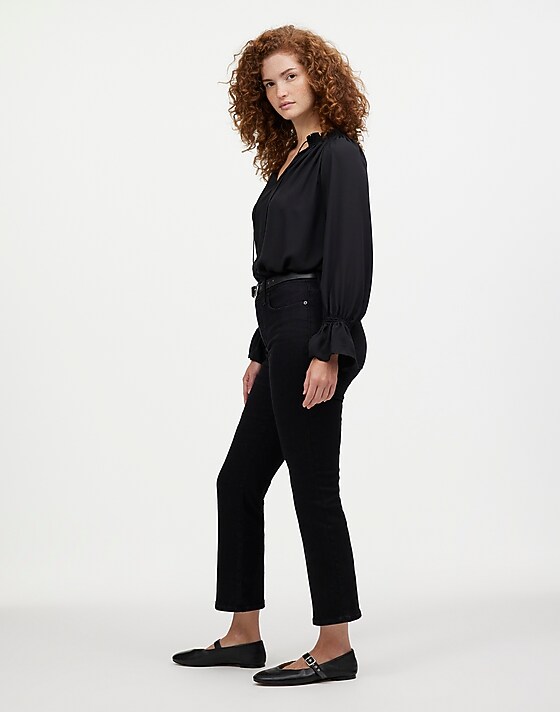 Madewell The Tall Curvy Kick Out Crop Jean Black Rinse Wash
