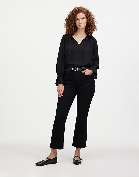 madewell The Tall Curvy Kick Out Crop Jean black rinse wash