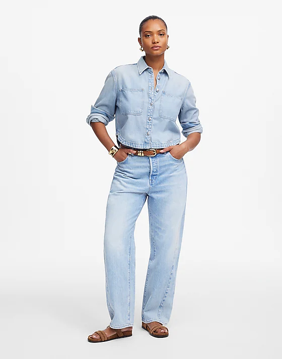 madewell The Tall Curvy Pieced Barrel-Leg Jean foster wash