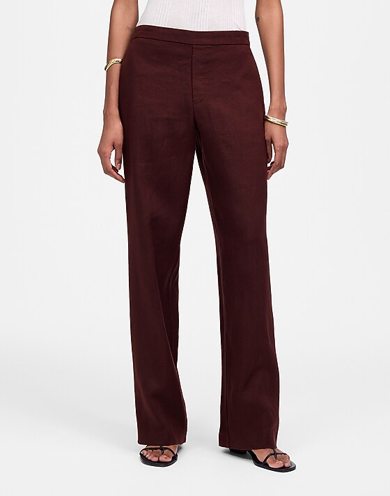 Madewell The Tall Easy Pull-On Pant In 100% Linen Chocolate Raisin