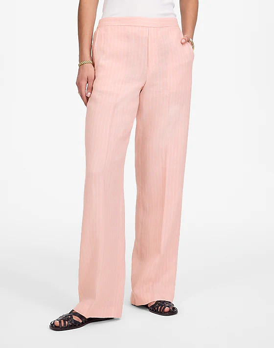 Madewell The Tall Easy Pull-On Pant In 100% Linen Palest Blossom