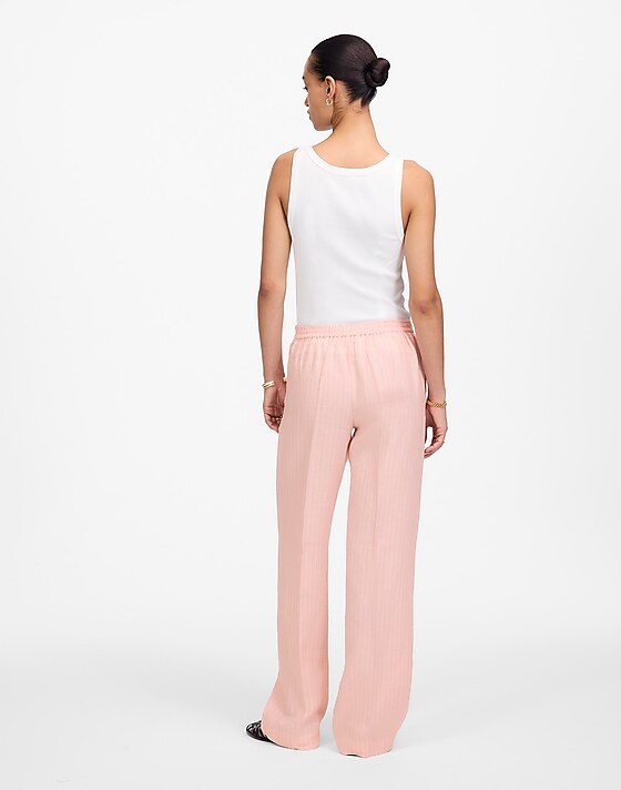 Madewell The Tall Easy Pull-On Pant In 100% Linen Palest Blossom