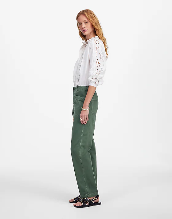 Madewell The Tall Taper-Leg Utility Pant In Garment-Dyed Twill Green