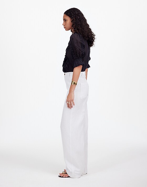 Madewell The Tall Zoe Relaxed Wide Pant In 100% Linen Salt