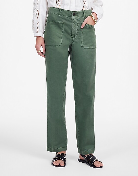 Madewell The Taper-Leg Utility Pant In Garment-Dyed Twill Green