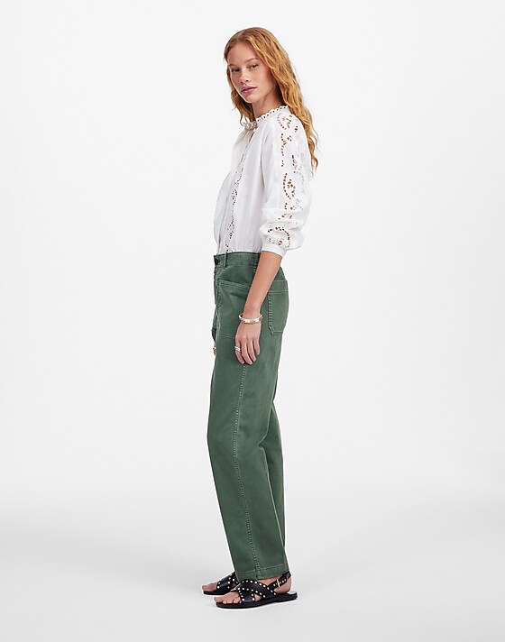 Madewell The Taper-Leg Utility Pant In Garment-Dyed Twill Green