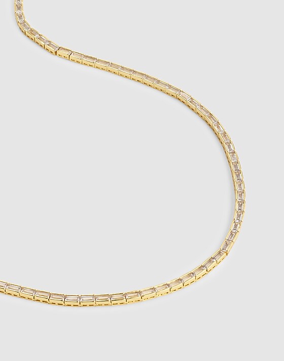 madewell The Tennis Collection Baguette Crystal Necklace pale gold
