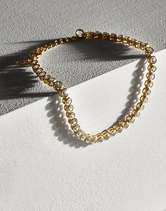 Madewell The Tennis Collection Bezel Set Crystal Bracelet Pale Gold