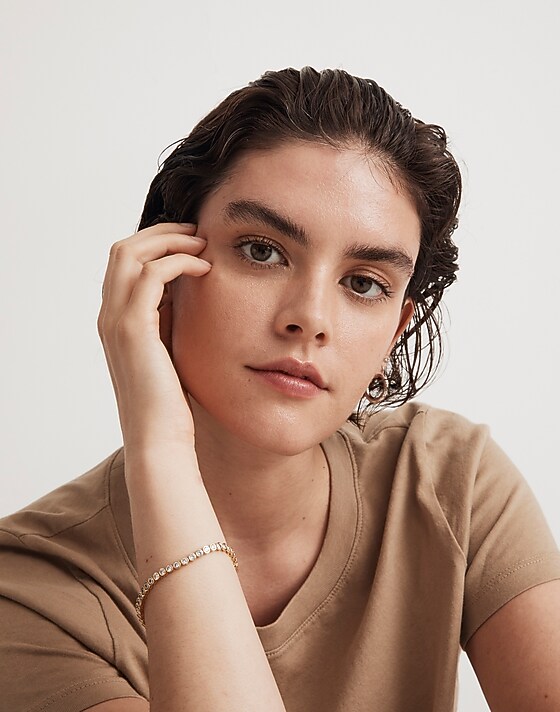 Madewell The Tennis Collection Bezel Set Crystal Bracelet Pale Gold