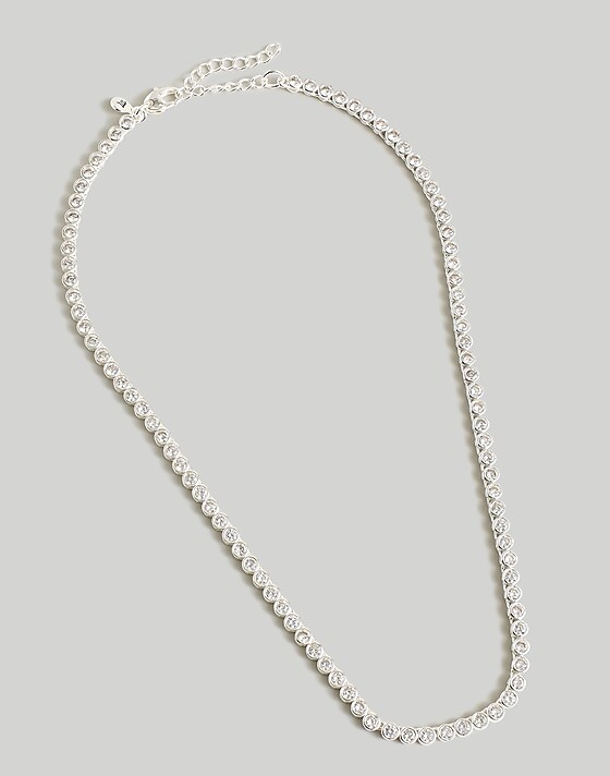 Madewell The Tennis Collection Bezel Set Crystal Necklace Polished Silver