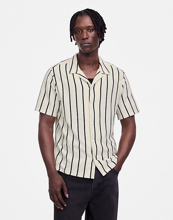 madewell The Textured Knit Camp-Collar Shirt vintage ivory