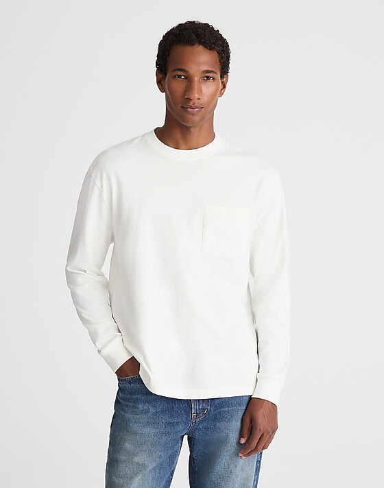 madewell The Vintage Long-Sleeve Pocket Tee soft white