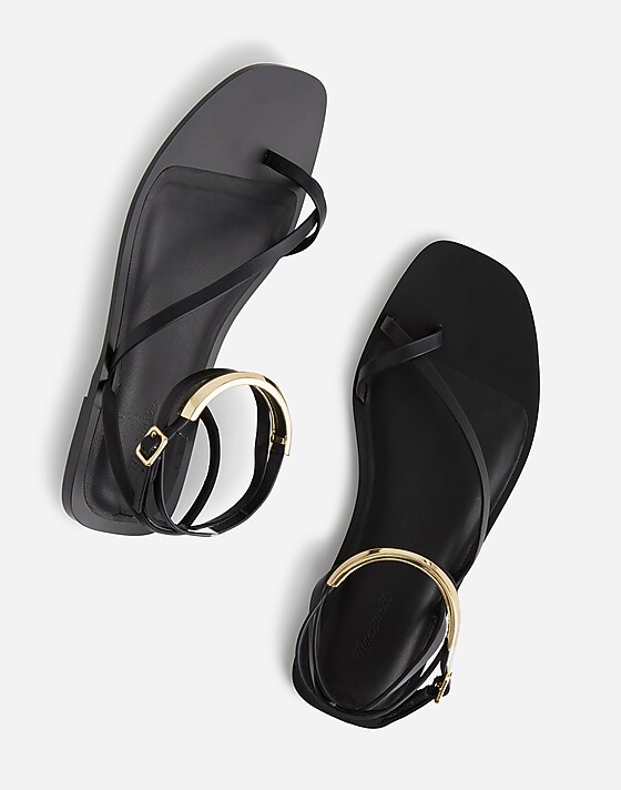 Madewell The Vira Bangle Ankle-Wrap Sandal In Leather True Black