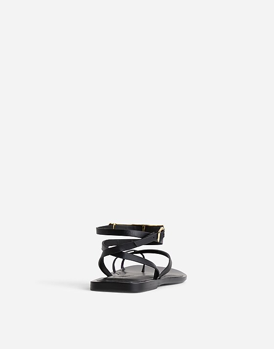 Madewell The Vira Bangle Ankle-Wrap Sandal In Leather True Black