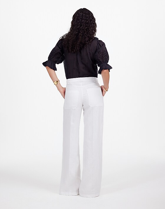 Madewell The Zoe Relaxed Wide Pant In 100% Linen Salt