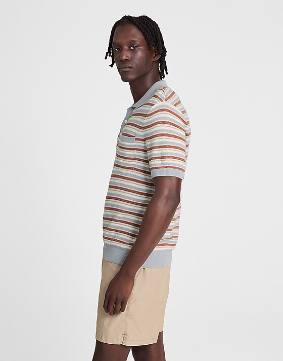 Madewell Three-Button Sweater Polo In Cotton-Linen Blend Solstice