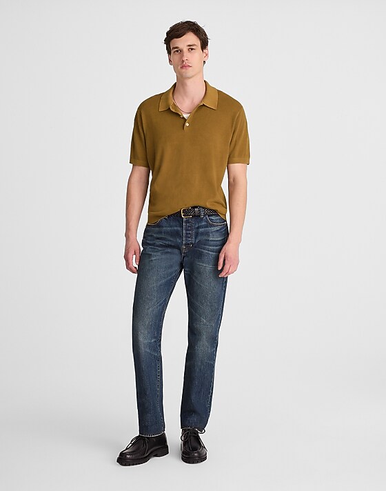 Madewell Three-Button Sweater Polo Shirt Faded Birch