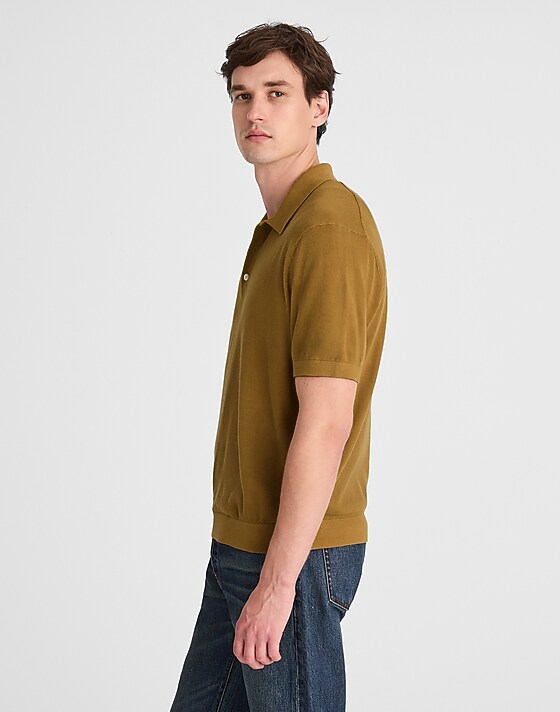 Madewell Three-Button Sweater Polo Shirt Faded Birch