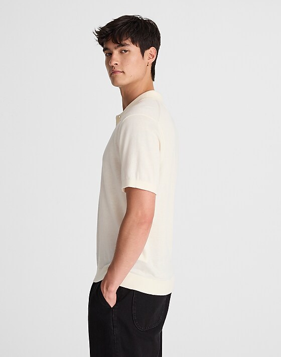 Madewell Three-Button Sweater Polo Shirt Vintage Ivory