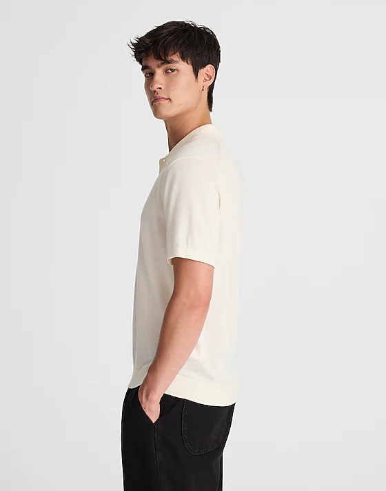 Madewell Three-Button Sweater Polo Shirt Vintage Ivory