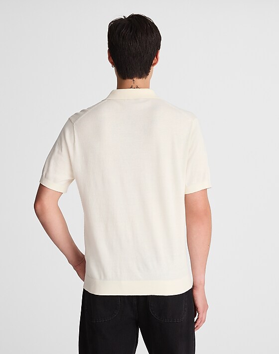 Madewell Three-Button Sweater Polo Shirt Vintage Ivory