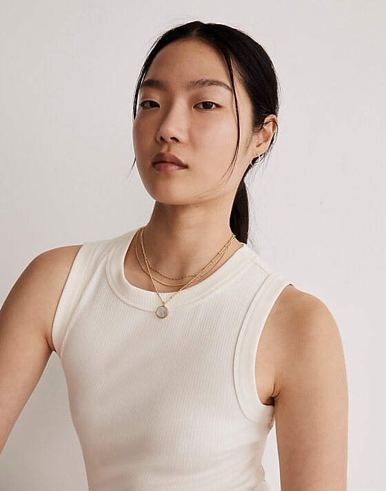 Madewell Three-Pack Mother Of Pearl Necklace Set Vintage Gold