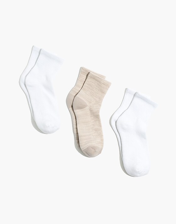madewell Three-Pack MWL Cloudlift Ankle Socks ashen sand
