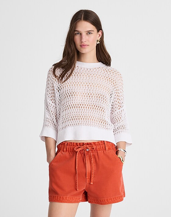 Madewell Tie-Waist Shorts In Garment Dye: Airy Denim Edition Rustic Flame