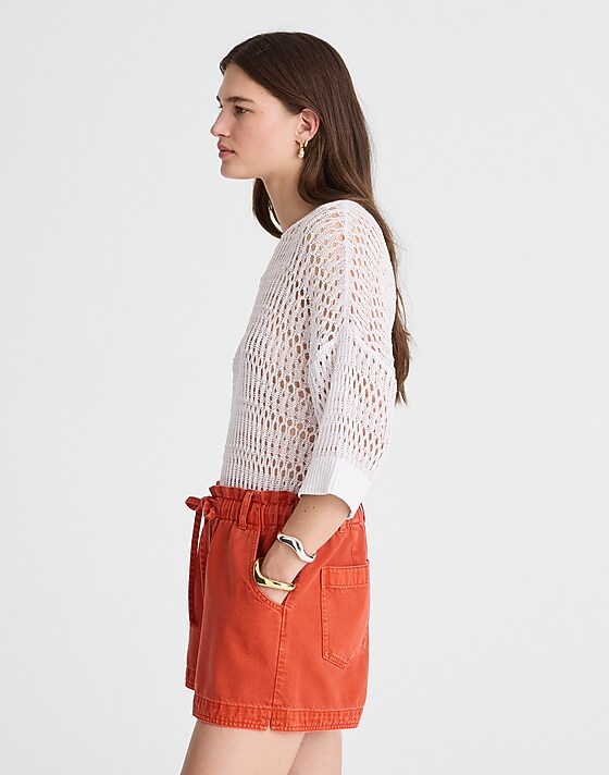 Madewell Tie-Waist Shorts In Garment Dye: Airy Denim Edition Rustic Flame