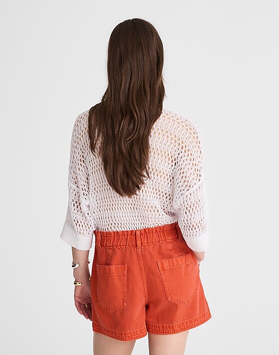 Madewell Tie-Waist Shorts In Garment Dye: Airy Denim Edition Rustic Flame