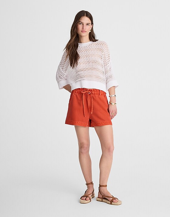 madewell Tie-Waist Shorts in Garment Dye: Airy Denim Edition rustic flame