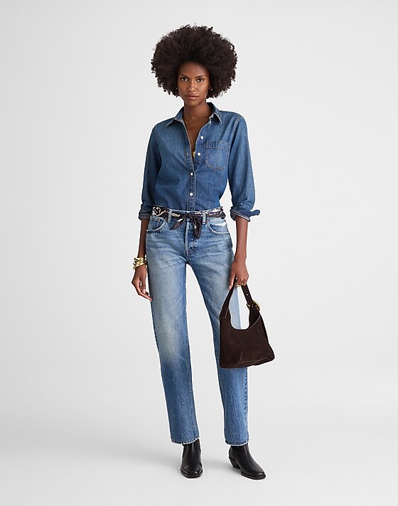 Madewell Tuckable Denim Shirt In Greendale Wash Greendale Wash