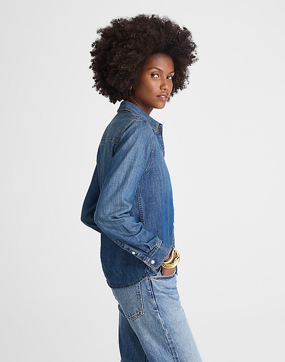 Madewell Tuckable Denim Shirt In Greendale Wash Greendale Wash