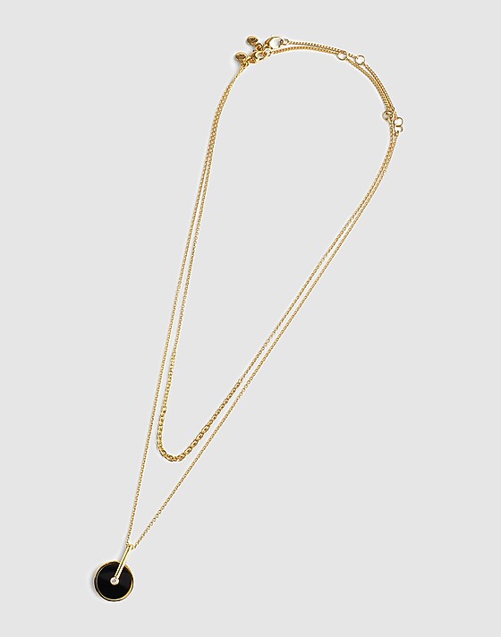 Madewell Two-Pack Stone Inlay Coin Necklace Set Onyx Multi