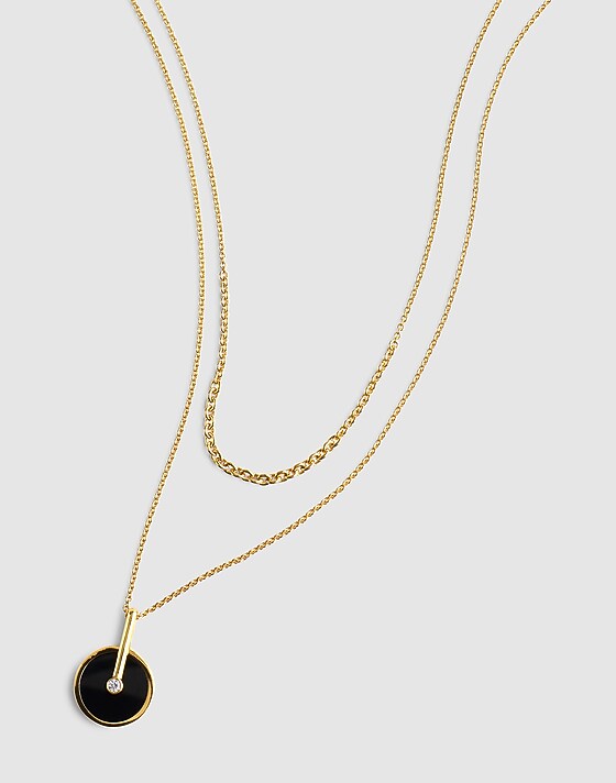 madewell Two-Pack Stone Inlay Coin Necklace Set onyx multi