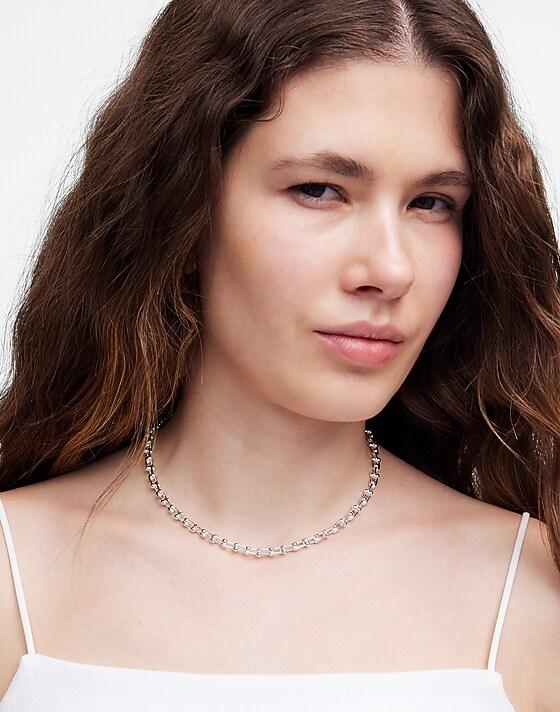 Madewell U-Link Chain Choker Necklace Polished Silver