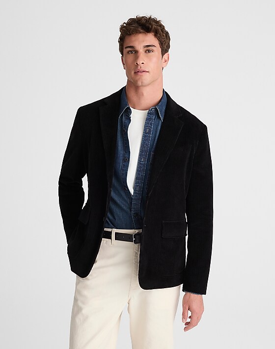 madewell Unstructured Blazer in Corduroy washed black